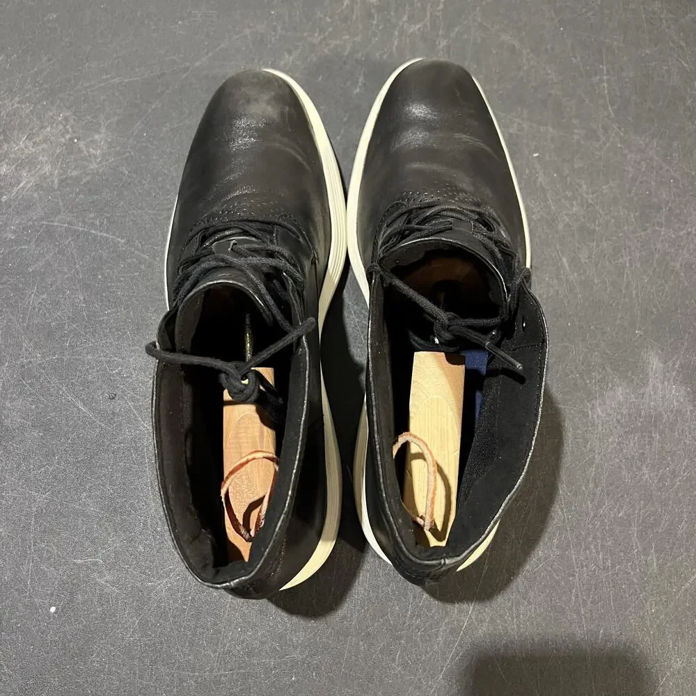 Cole Haan Grand Tour Chukka Boots Mens 11 Black Leather Grand.OS Lace Up C31366